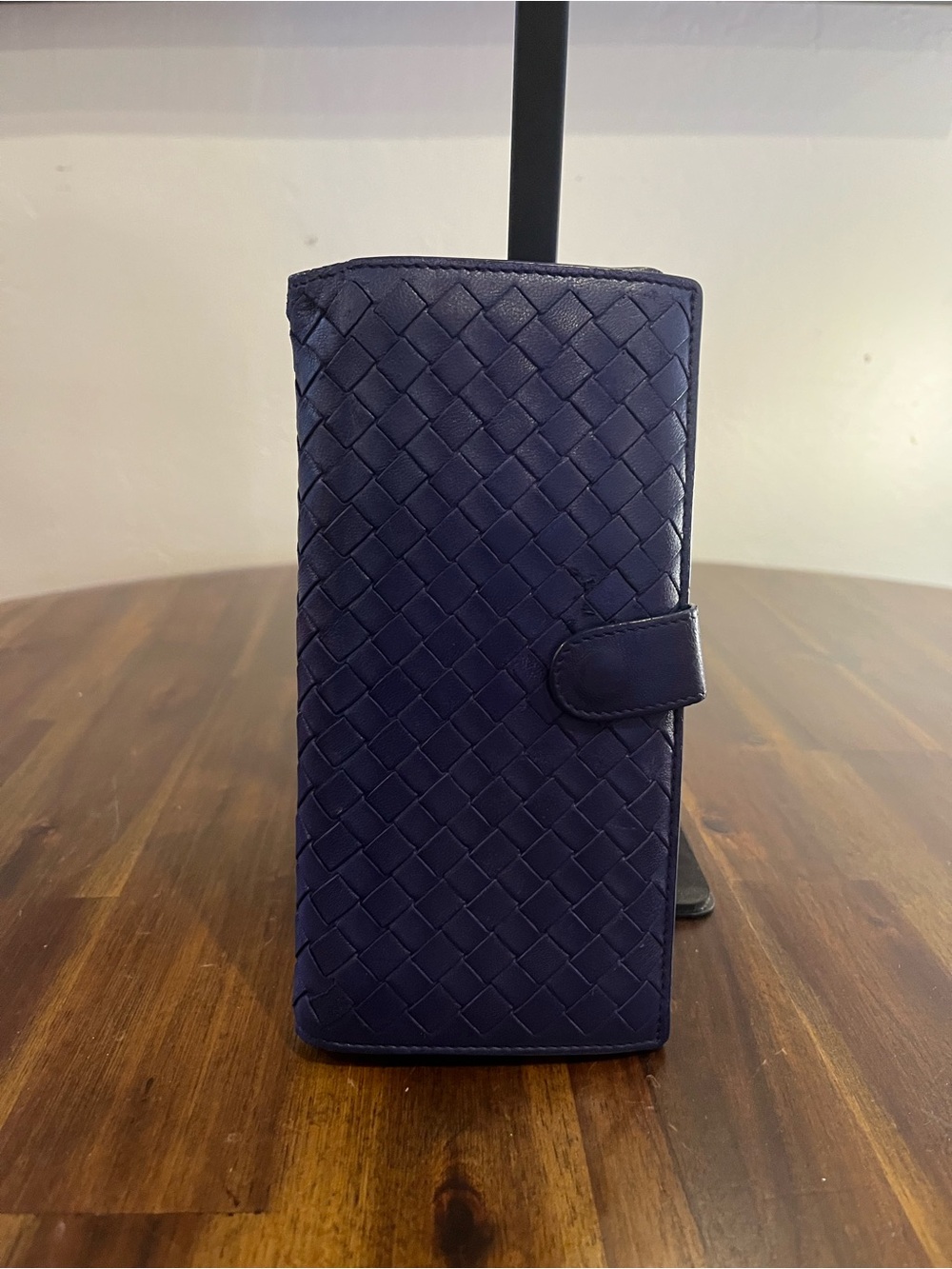Bottega Veneta Navy Intrecciato Leather Wallet